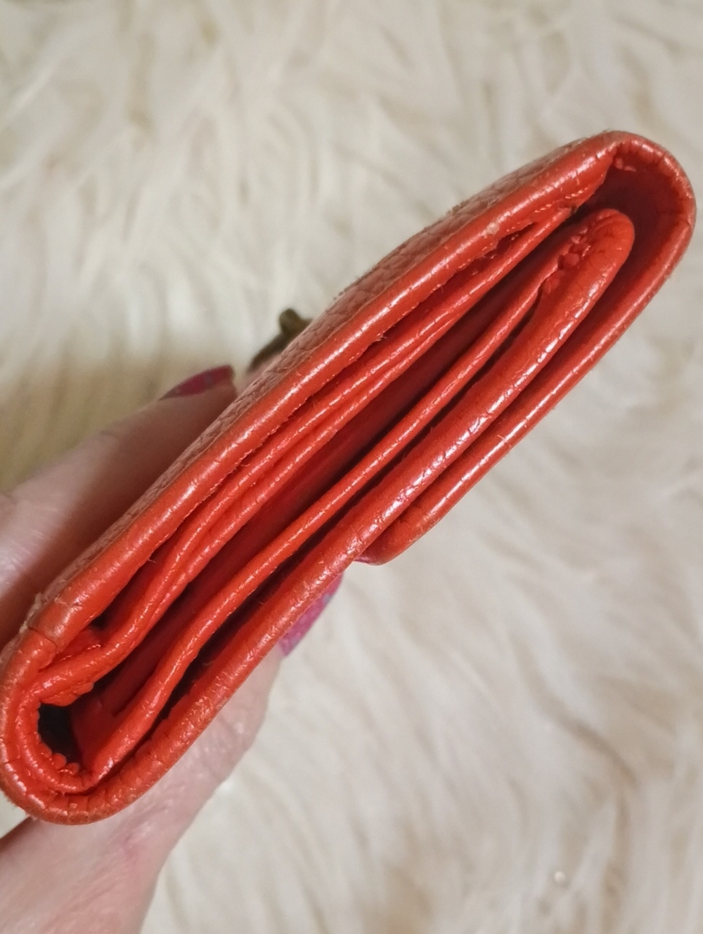 Dooney & Bourke Orange Pebbled Leather Compact Wallet - Picture 5 of 13